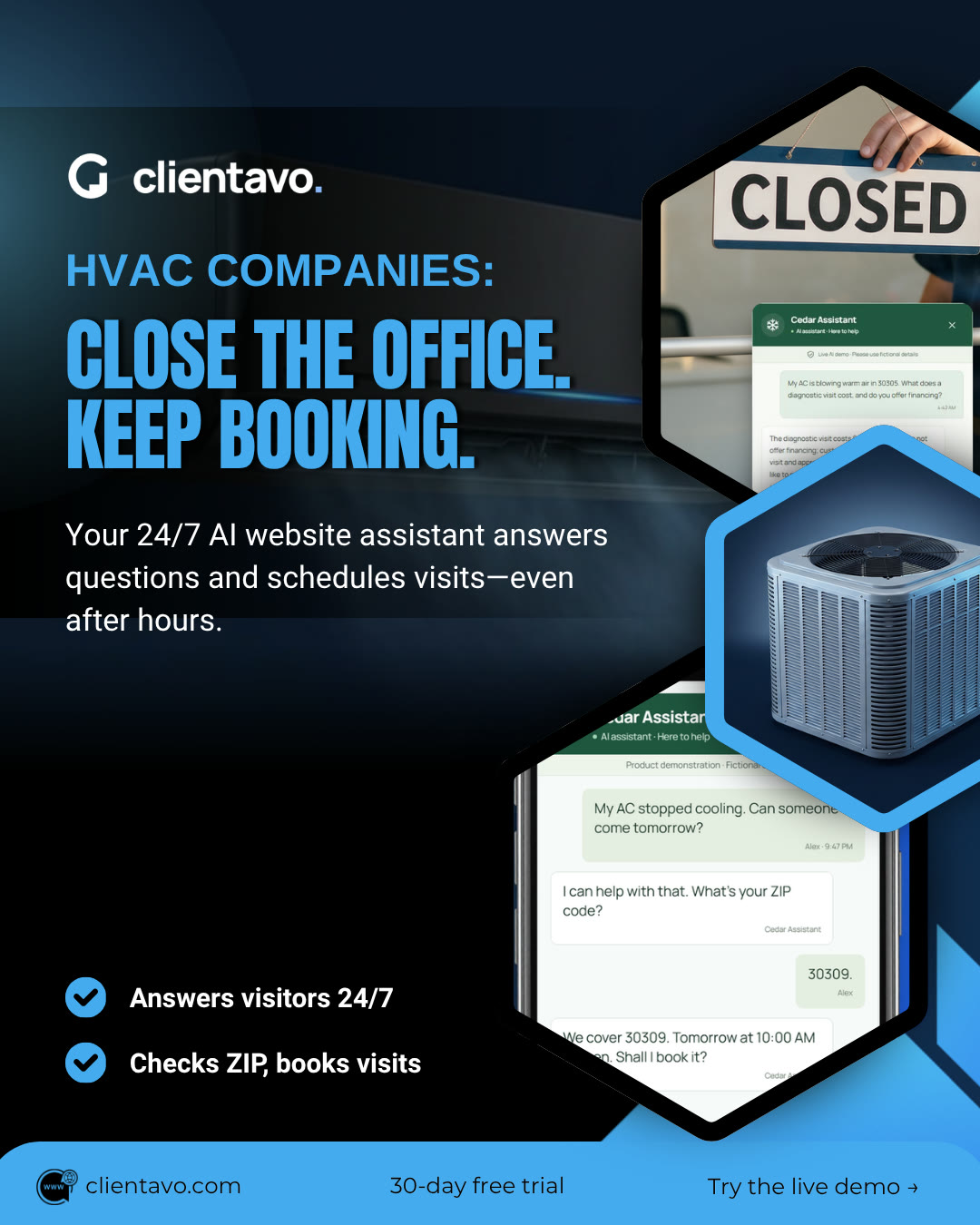 C06-C · Close the office. Keep booking.